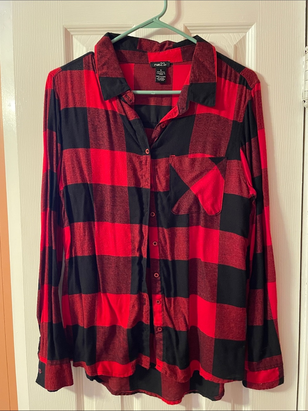 rue21 Red and Black Buffalo Plaid Button-Up Shirt